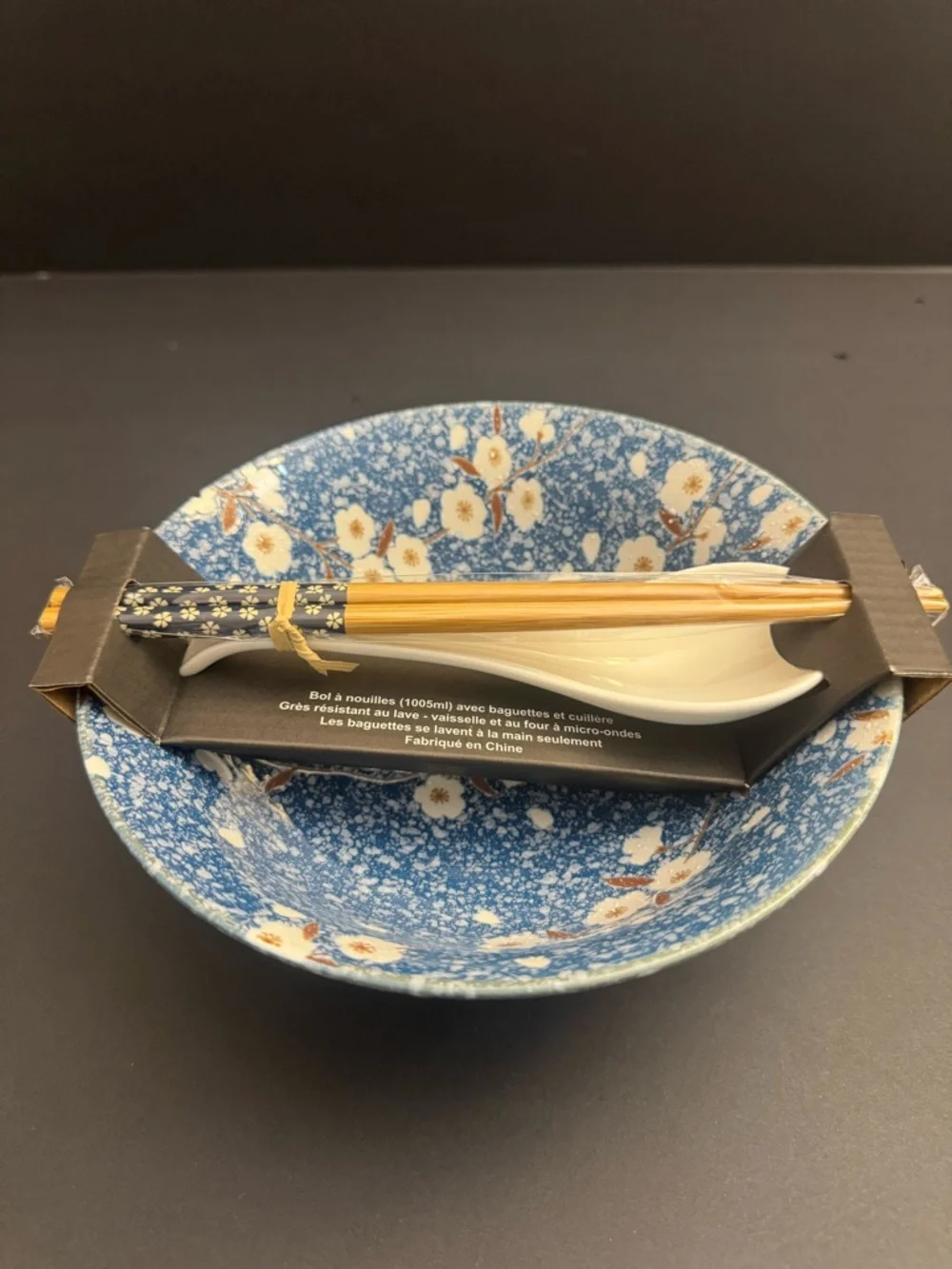 SH Home 4pc Ceramic Noodle Bowl with Chopstick & Spoon Set - Picture 4 of 5